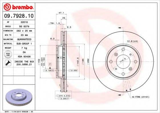 BREMBO 09792810 гальмівний диск