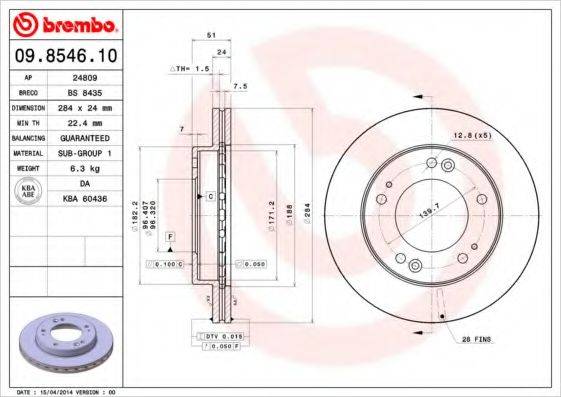 BREMBO 09854610 гальмівний диск