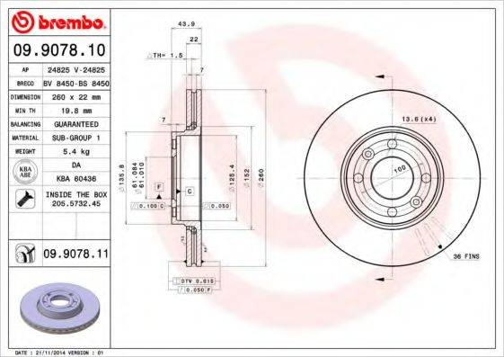 BREMBO 09907810 гальмівний диск