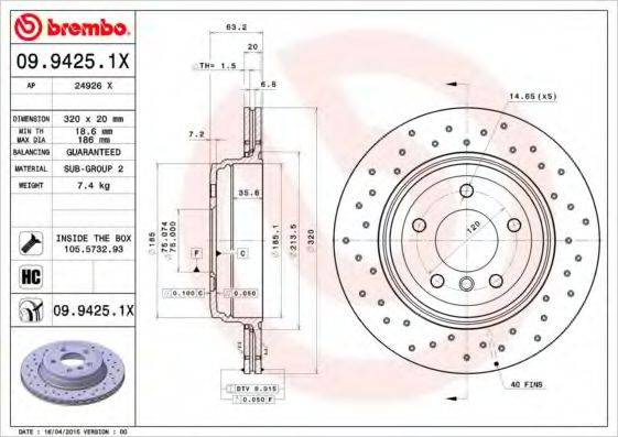 BREMBO 0994251X гальмівний диск