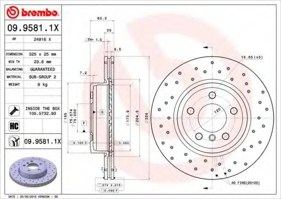 BREMBO 0995811X гальмівний диск