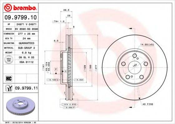 BREMBO 09979911 гальмівний диск