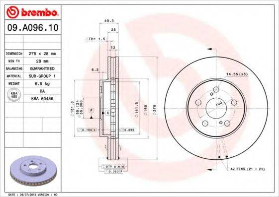 BREMBO 09A09610 гальмівний диск