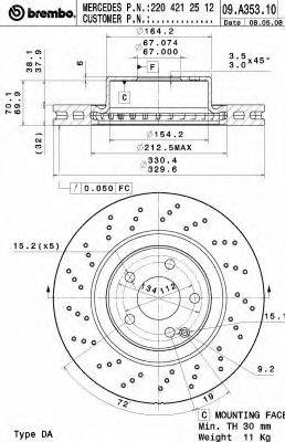 BREMBO 09A35311 гальмівний диск