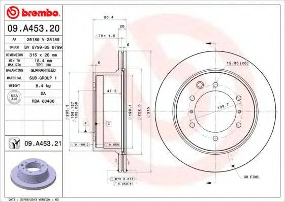 BREMBO 09A45321 гальмівний диск