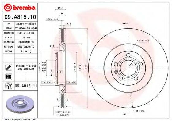 BREMBO 09A81510 гальмівний диск