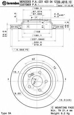 BREMBO 09A81810 гальмівний диск