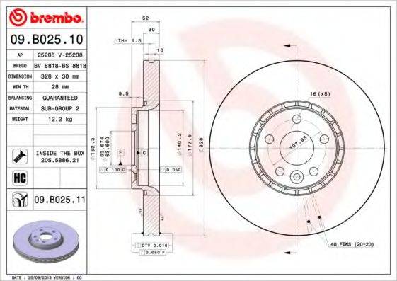 BREMBO 09B02511 гальмівний диск