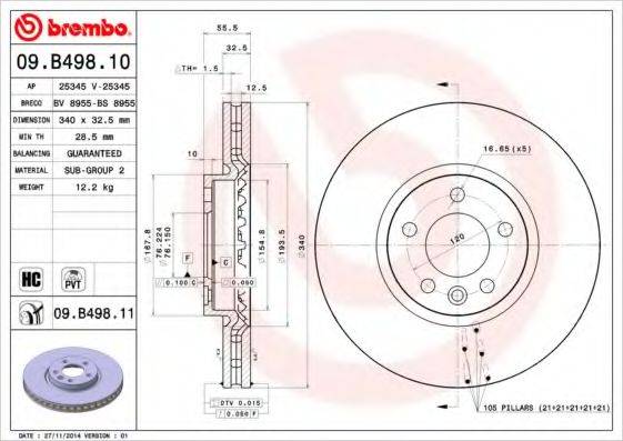 BREMBO 09B49810 гальмівний диск