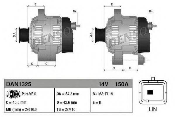 DENSO DAN1325 Генератор