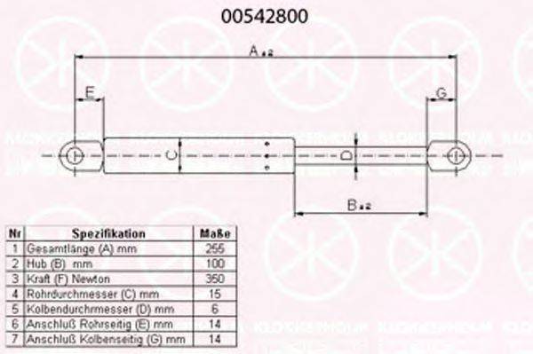 KLOKKERHOLM 00542800 Газова пружина, капот