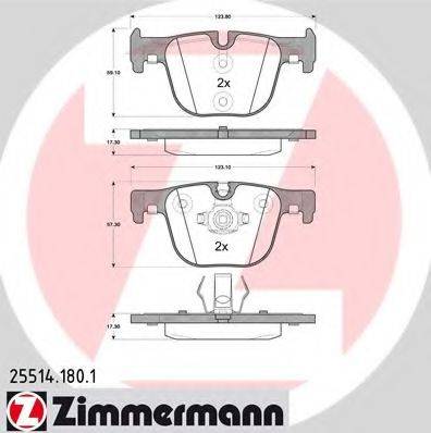 ZIMMERMANN 255141801 Комплект гальмівних колодок, дискове гальмо