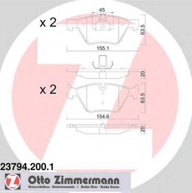 ZIMMERMANN 237942001 Комплект гальмівних колодок, дискове гальмо