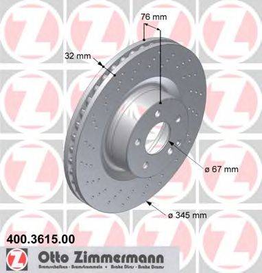 ZIMMERMANN 400361500 гальмівний диск