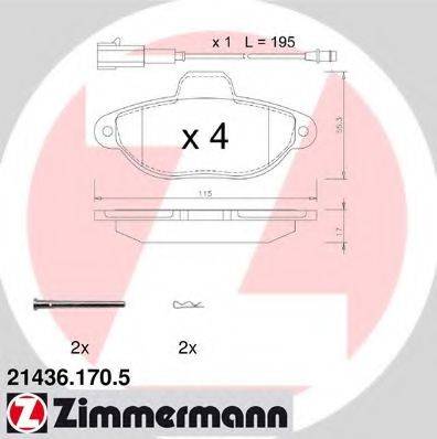 ZIMMERMANN 214361705 Комплект гальмівних колодок, дискове гальмо