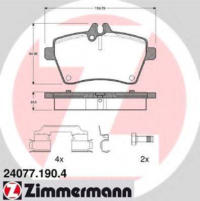 ZIMMERMANN 240771904 Комплект гальмівних колодок, дискове гальмо