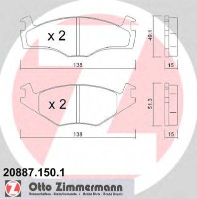 ZIMMERMANN 208871501 Комплект гальмівних колодок, дискове гальмо