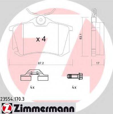 ZIMMERMANN 235541703 Комплект гальмівних колодок, дискове гальмо