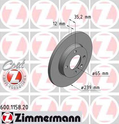 ZIMMERMANN 600115820 гальмівний диск