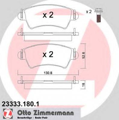 ZIMMERMANN 233331801 Комплект гальмівних колодок, дискове гальмо