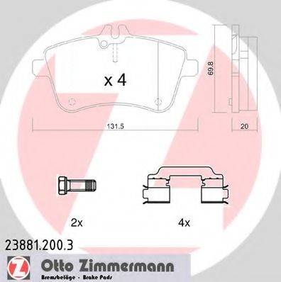 ZIMMERMANN 238812003 Комплект гальмівних колодок, дискове гальмо