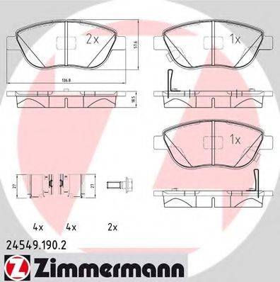 ZIMMERMANN 245491902 Комплект гальмівних колодок, дискове гальмо