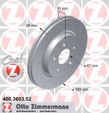 ZIMMERMANN 400360352 гальмівний диск