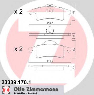 ZIMMERMANN 233391701 Комплект гальмівних колодок, дискове гальмо