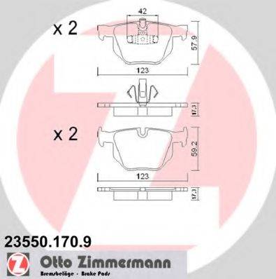 ZIMMERMANN 235501709 Комплект гальмівних колодок, дискове гальмо