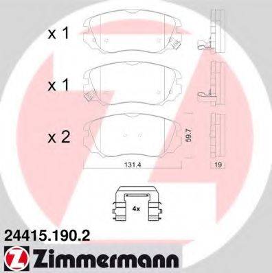 ZIMMERMANN 244151902 Комплект гальмівних колодок, дискове гальмо