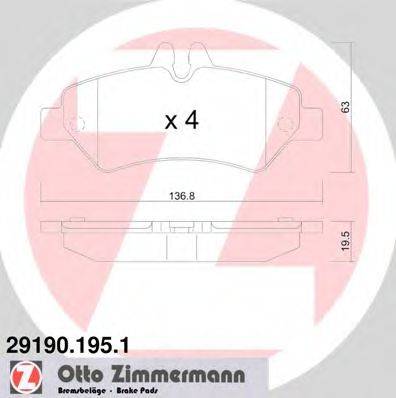 ZIMMERMANN 291901951 Комплект гальмівних колодок, дискове гальмо