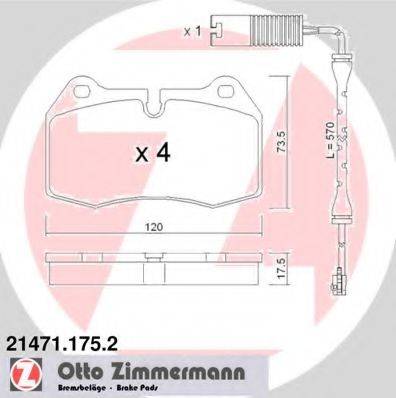 ZIMMERMANN 214711752 Комплект гальмівних колодок, дискове гальмо