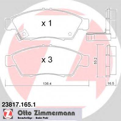 ZIMMERMANN 238171651 Комплект гальмівних колодок, дискове гальмо