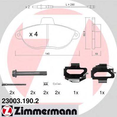 ZIMMERMANN 230031902 Комплект гальмівних колодок, дискове гальмо