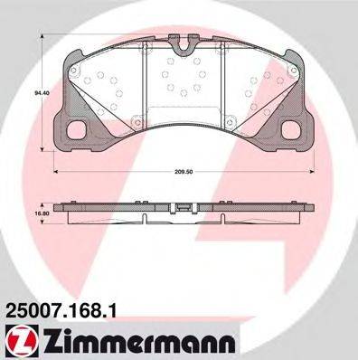 ZIMMERMANN 250071681 Комплект гальмівних колодок, дискове гальмо