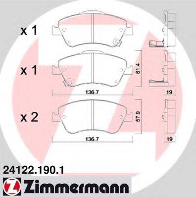 ZIMMERMANN 241221901 Комплект гальмівних колодок, дискове гальмо