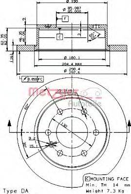 METZGER 14908E гальмівний диск