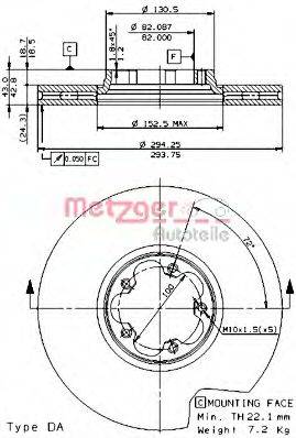 METZGER 24806E гальмівний диск