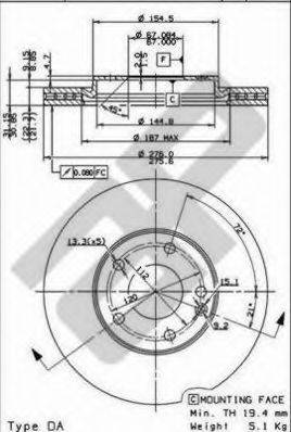 METZGER 24816V гальмівний диск