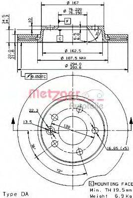 METZGER 24934 гальмівний диск