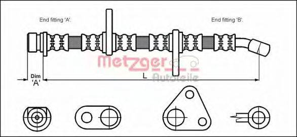 METZGER 4113500 Гальмівний шланг