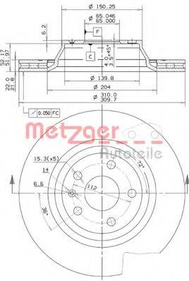 METZGER 25148V гальмівний диск