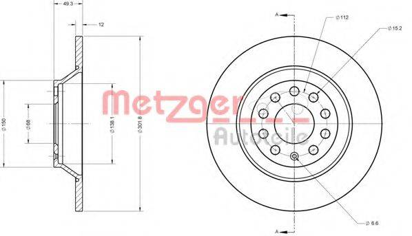 METZGER 6110136 гальмівний диск