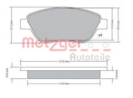 METZGER 1170651 Комплект гальмівних колодок, дискове гальмо