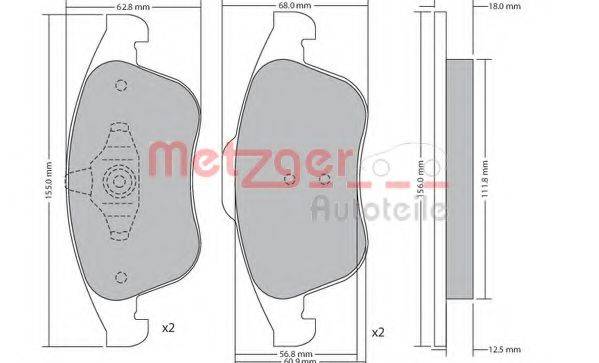 METZGER 1170672 Комплект гальмівних колодок, дискове гальмо