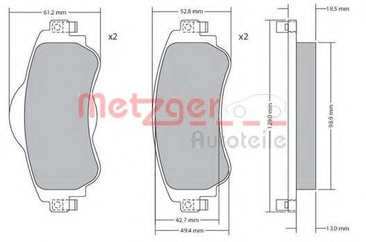 METZGER 1170673 Комплект гальмівних колодок, дискове гальмо