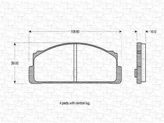 MAGNETI MARELLI 363702160031 Комплект гальмівних колодок, дискове гальмо