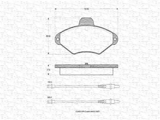 MAGNETI MARELLI 363702160328 Комплект гальмівних колодок, дискове гальмо