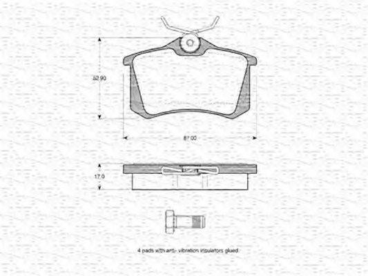 MAGNETI MARELLI 363702160413 Комплект гальмівних колодок, дискове гальмо