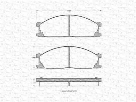 MAGNETI MARELLI 363702160515 Комплект гальмівних колодок, дискове гальмо